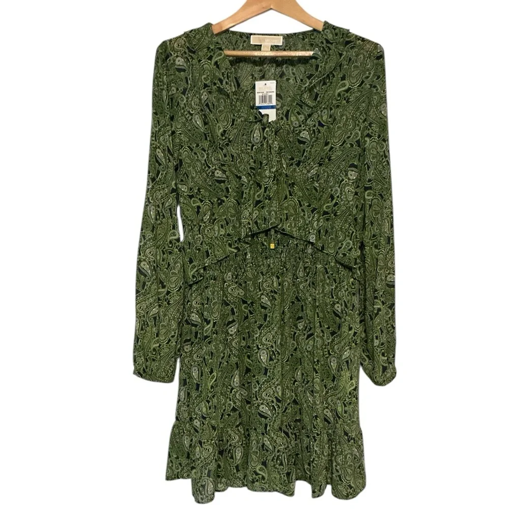 NWT Michael Kors‎ Green Paisley Dress size XL